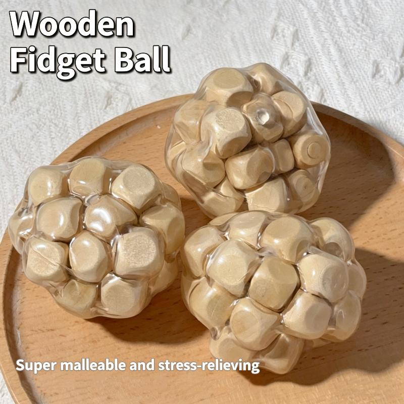 Kids Toys Entertainer - Wooden Noisy Ball Squishy Toy Handmade