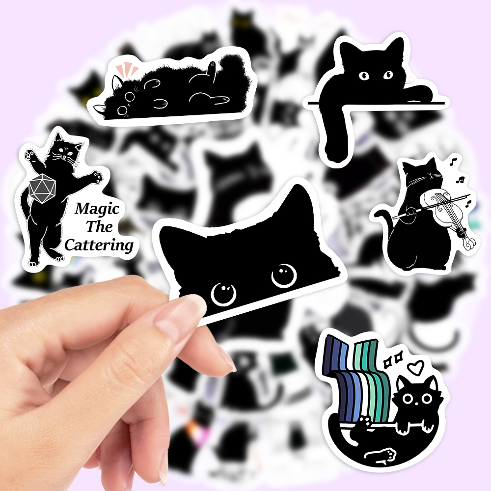 Kawaii Funny Black Cat Sticker - огляд і ціна Kids Toys Laptop
