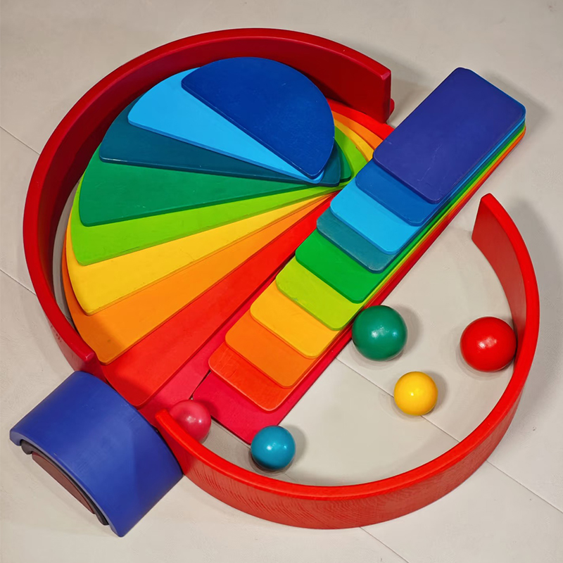 Wooden Rainbow Block Colorful  - огляд і ціна Wooden Blocks Stacking