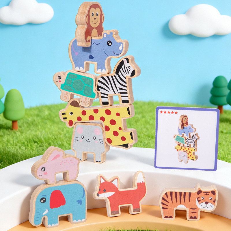 Wooden Animal Stacking Blocks  - огляд і ціна Wooden Blocks Stacking