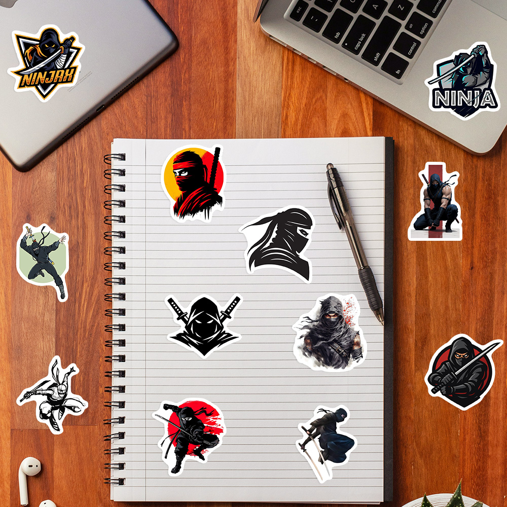 Cartoon Japanese Ninja Sticker - огляд і ціна Kids Toys Laptop