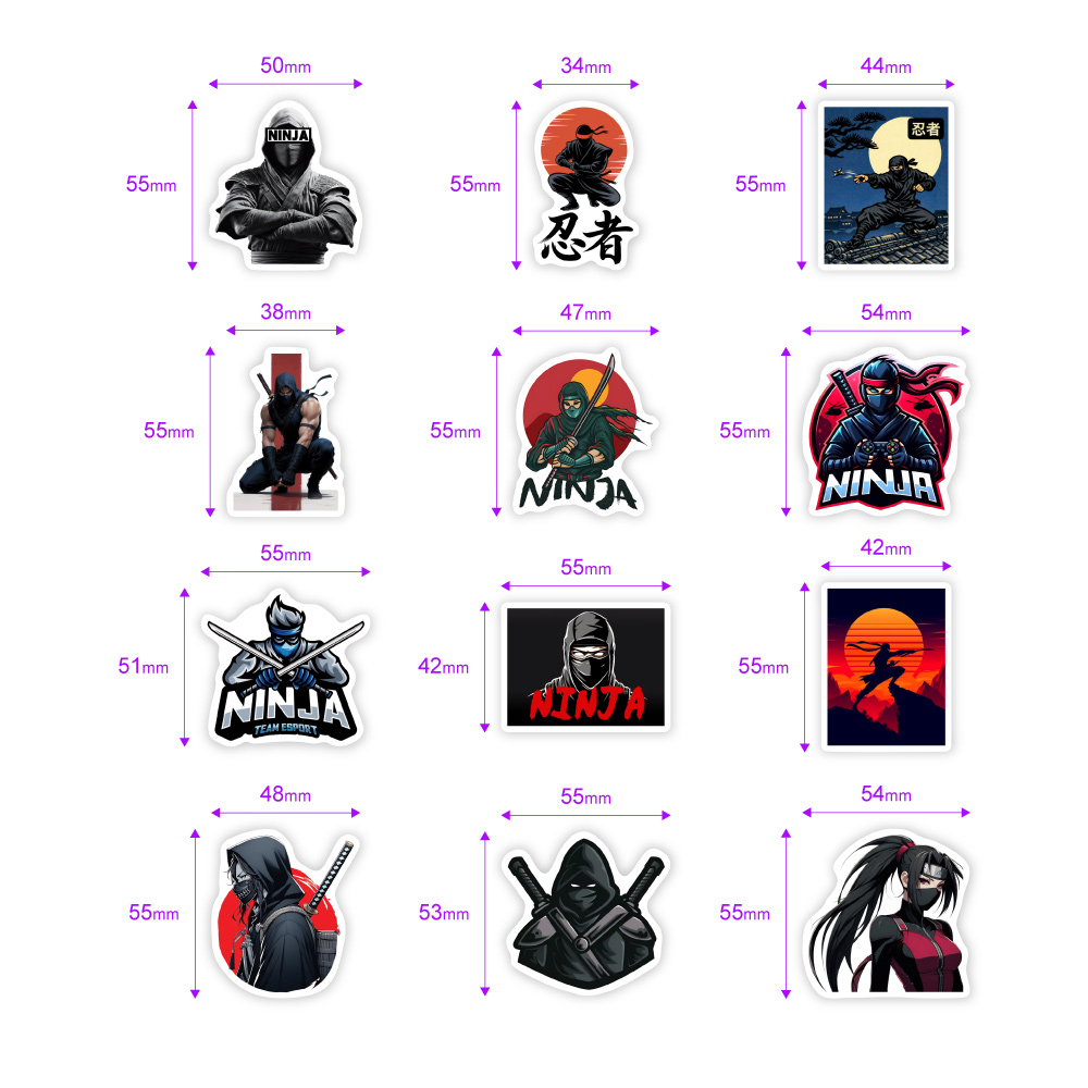 Cartoon Japanese Ninja Sticker - огляд і ціна Kids Toys Laptop