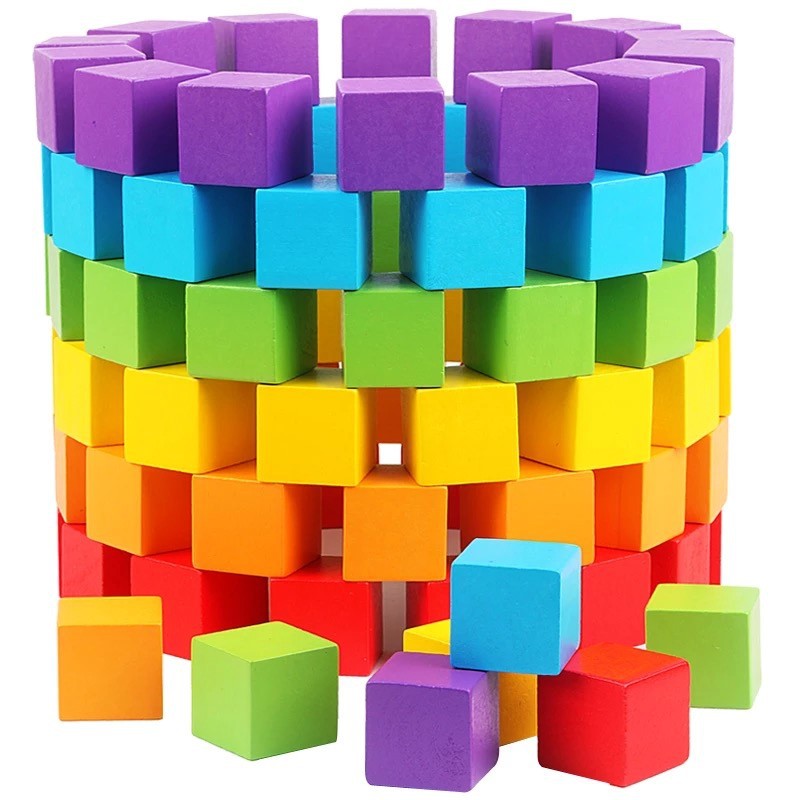 30Pcs/lot 2X2CM Wooden Colorfu - огляд і ціна Wooden Blocks Stacking